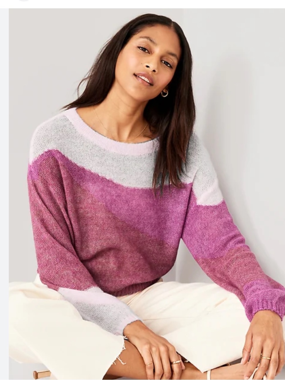 Old Navy Two-Tone Pink & Mauve Crewneck Sweater